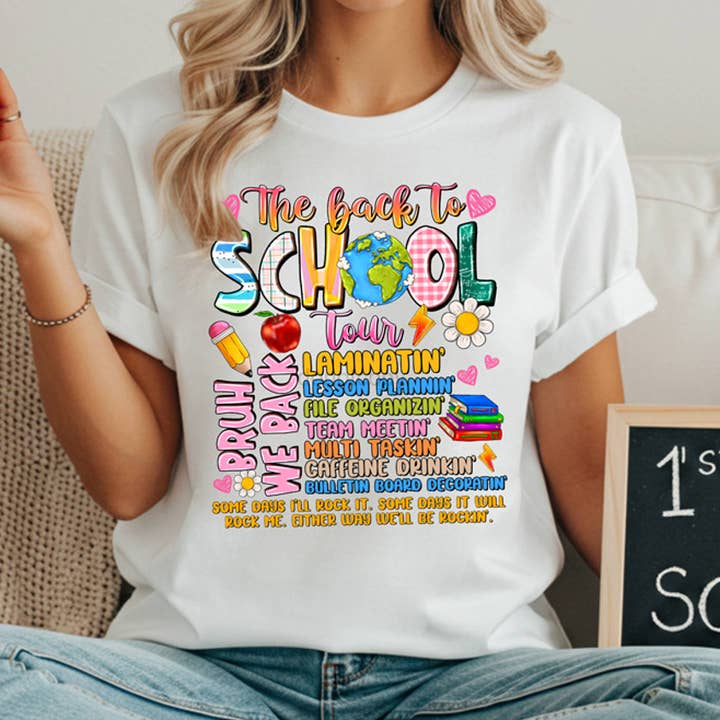 The Back To School Tour DTF Heat Transfer for wholesale by Trendy Transfers