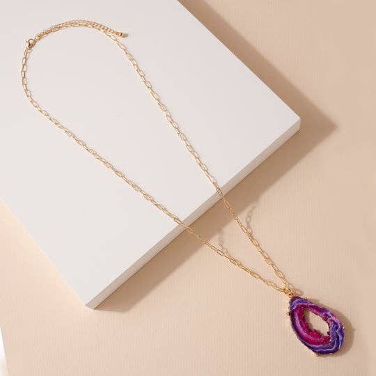 StarryNYC - Vente Colliers à pendentif - Collier à chaîne avec pendentif en forme de larme et agate en forme de larme, aspect naturel5