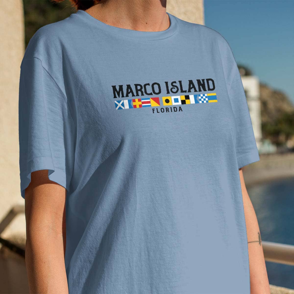 RetroPlanet - Wholesale T-Shirt (Graphic) - Unisex - Marco Island Florida Nautical Flags T-Shirt Adult S-2X9