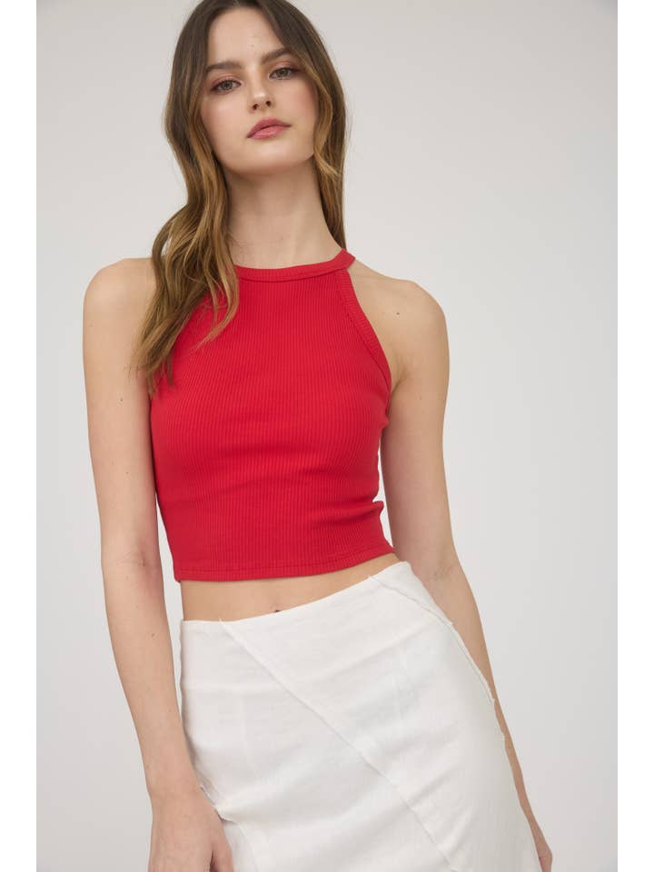 The Workshop Studio - Wholesale Knit Top - Women's - CROPPED SLEEVELESS KNIT HALTER TOP