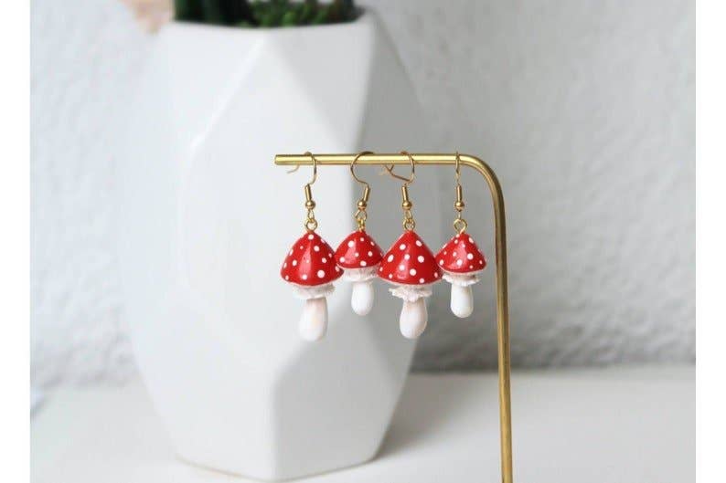 Studio Niani - Wholesale Dangle Earrings - Handmade Mushroom Earrings, Polymer Clay Earrings, Autumn4