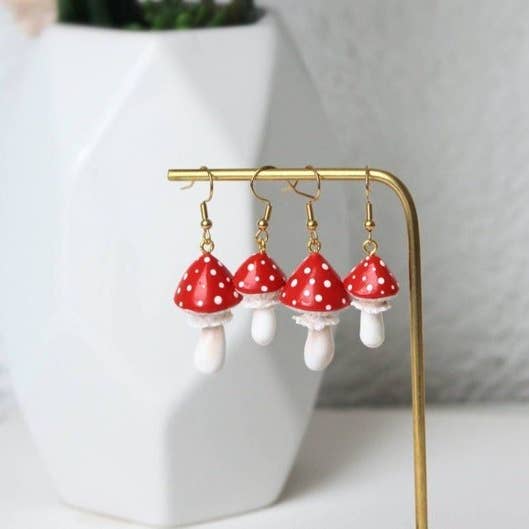 Studio Niani - Wholesale Dangle Earrings - Handmade Mushroom Earrings, Polymer Clay Earrings, Autumn4