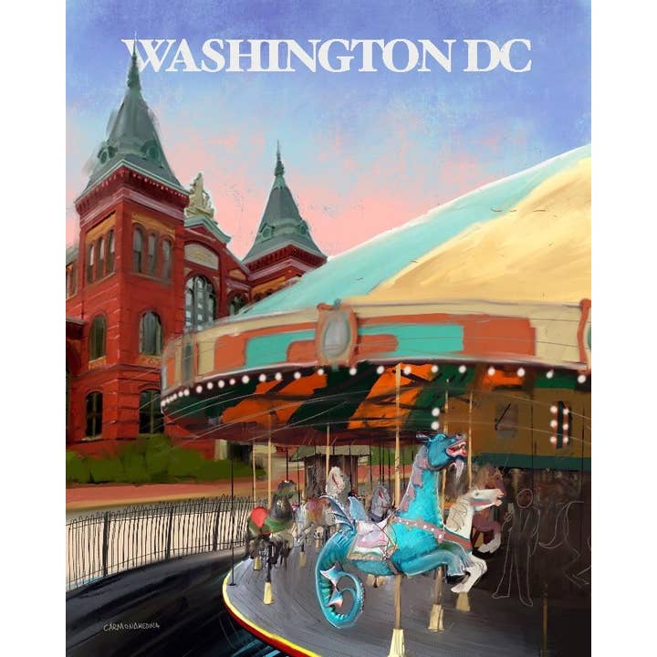 The Culture Curious - Wholesale Postcard - Carousel on the National Mall postcard
