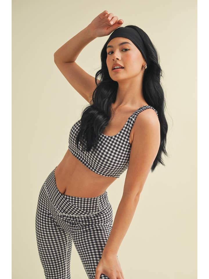 KIMBERLY C - Wholesale Sports Bra - Women's - Gingham Print Ruched Bra Top43