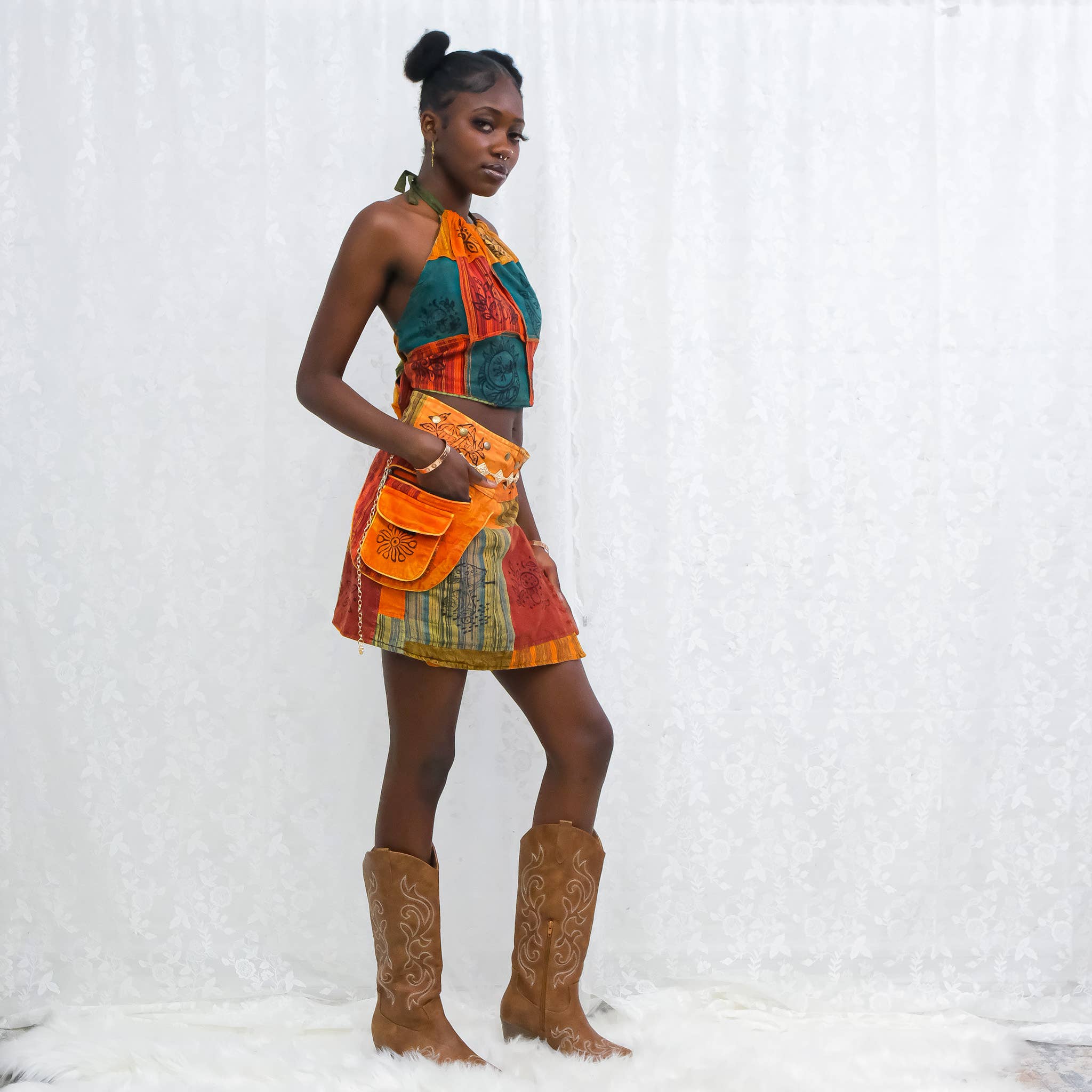 Karma Nepal Crafts - Wholesale Skirt - Women's - Patchwork Skirt with Button10