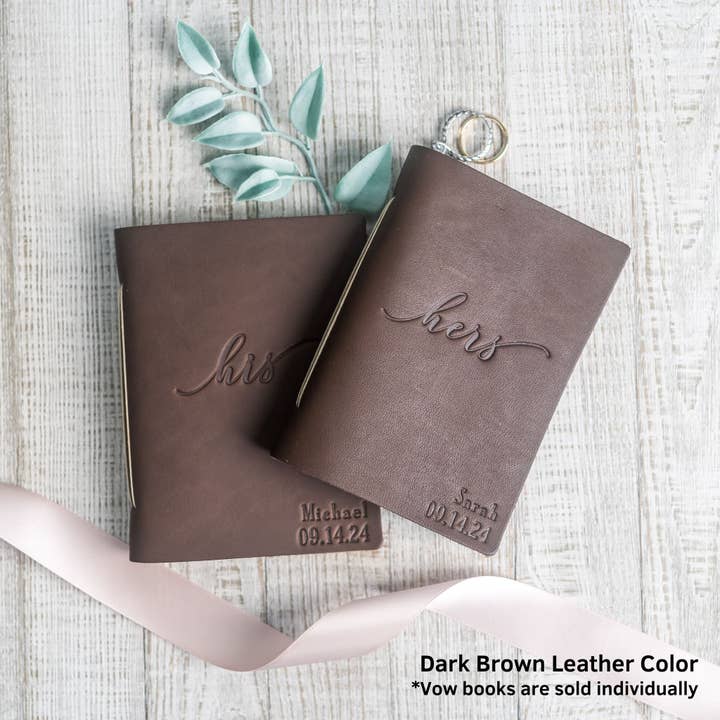 Ox & Pine - Wholesale Journal/diary - His and Hers Personalized Leather Vow Book with Name and/or Date Pocket Notebook4