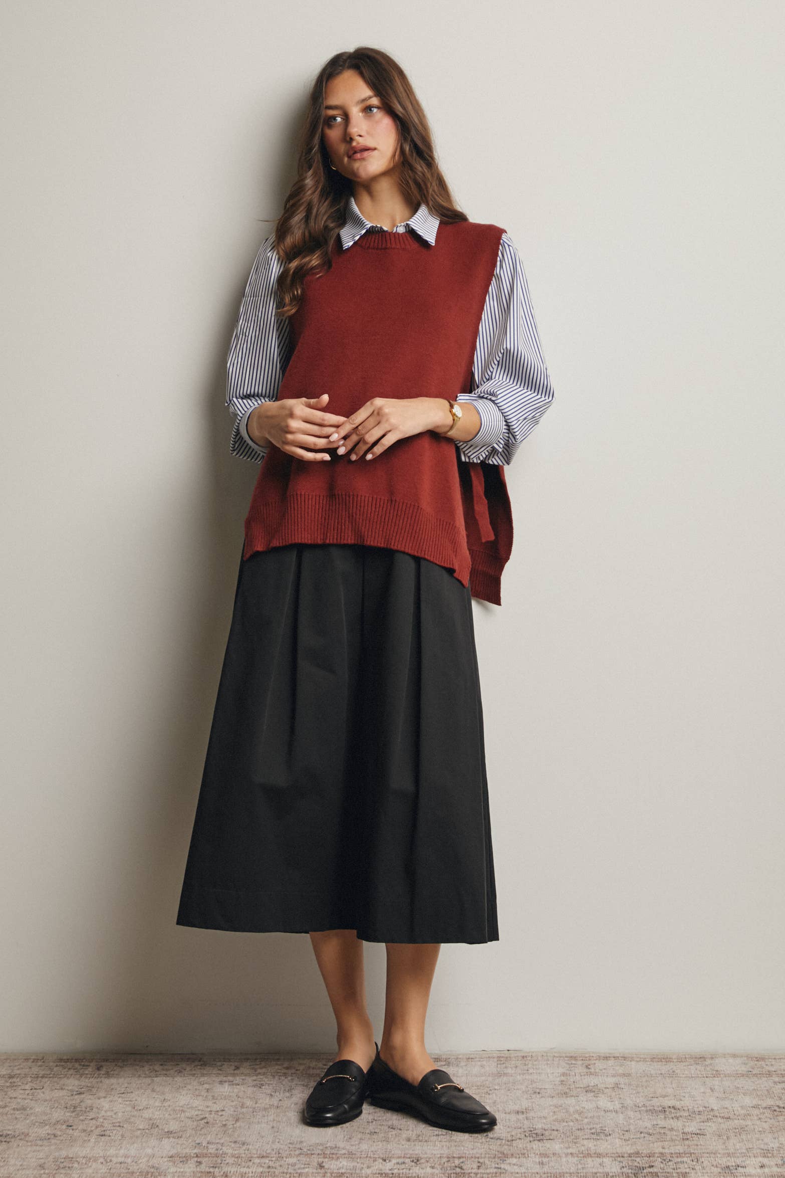 Forte – Großhandel Rock – Damen – Faltenrock in A-Linie, Midi, FSK00016