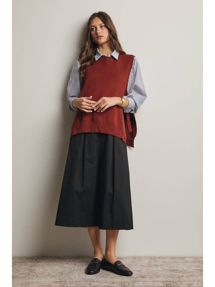 Forte - Wholesale Skirt - Women's - Pleated A-Line Midi Skirt FSK00018