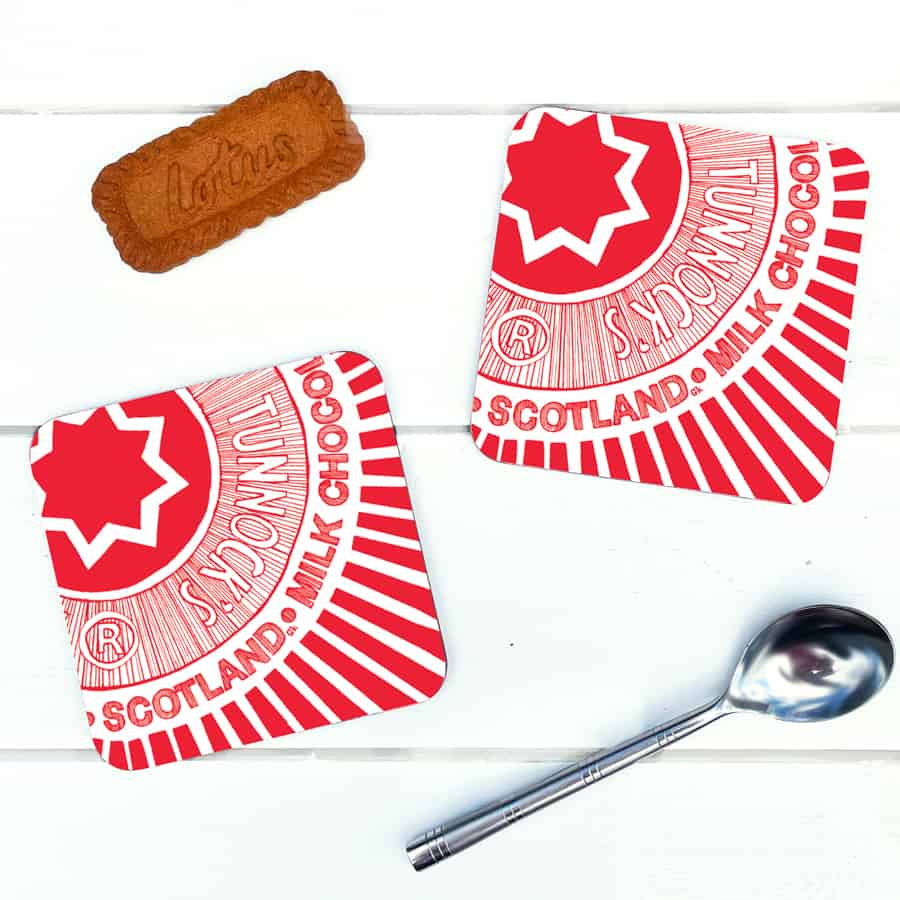 Gillian Kyle – wholesale Coasters – Tunnock's Tea Cake Wrapper Individual Coaster1