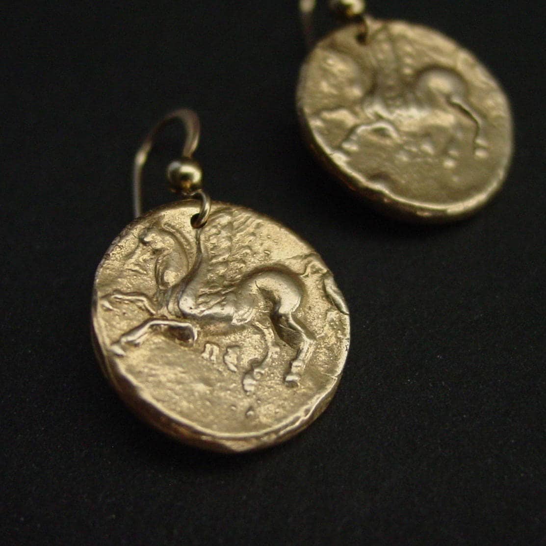 Vis a Vis Jewelry - Wholesale Dangle Earrings - Pegasus Earrings - Ancient Greek Coin Earrings0