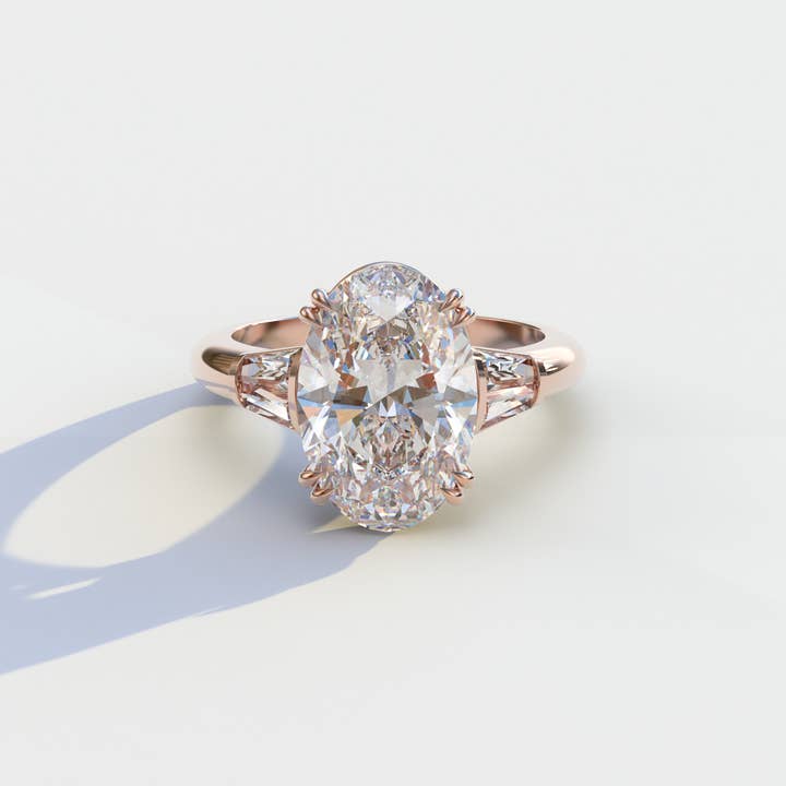 Mohana Jewels - Luxury - Wholesale Engagement Ring - 3 Carat E VVS Oval & Baguette Lab Diamond Ring - Persi9