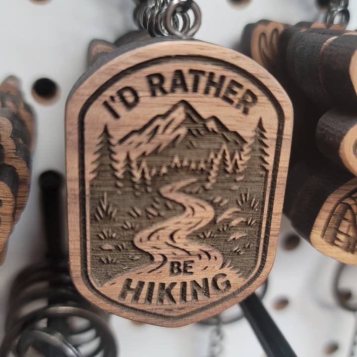 I'd Rather Be Hiking Keychain for wholesale by Two Makers Crew