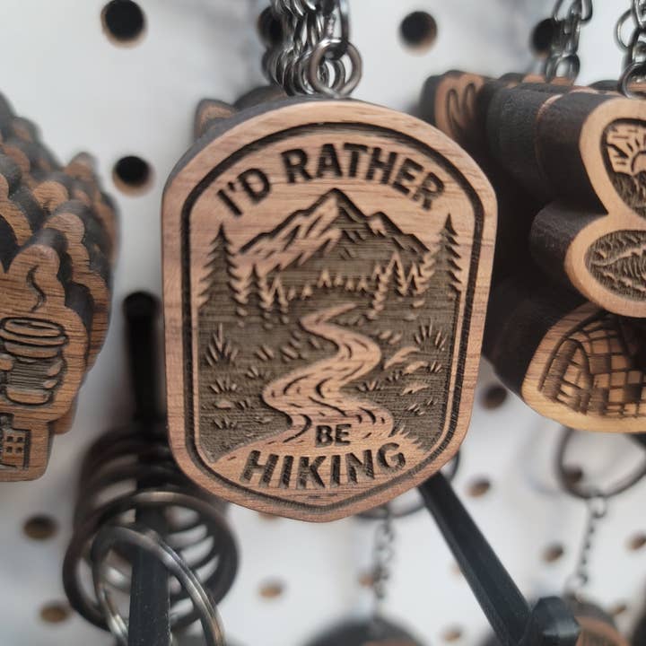 I'd Rather Be Hiking Keychain for wholesale by Two Makers Crew