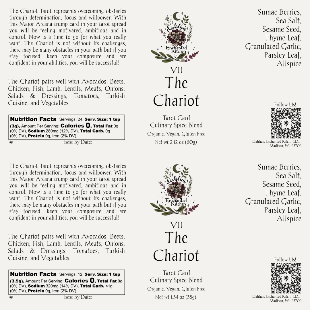 Dahlia's Enchanted Kitchen - Wholesale Dried Spice Mix - The Chariot - Tarot Card Culinary Spice Blend6