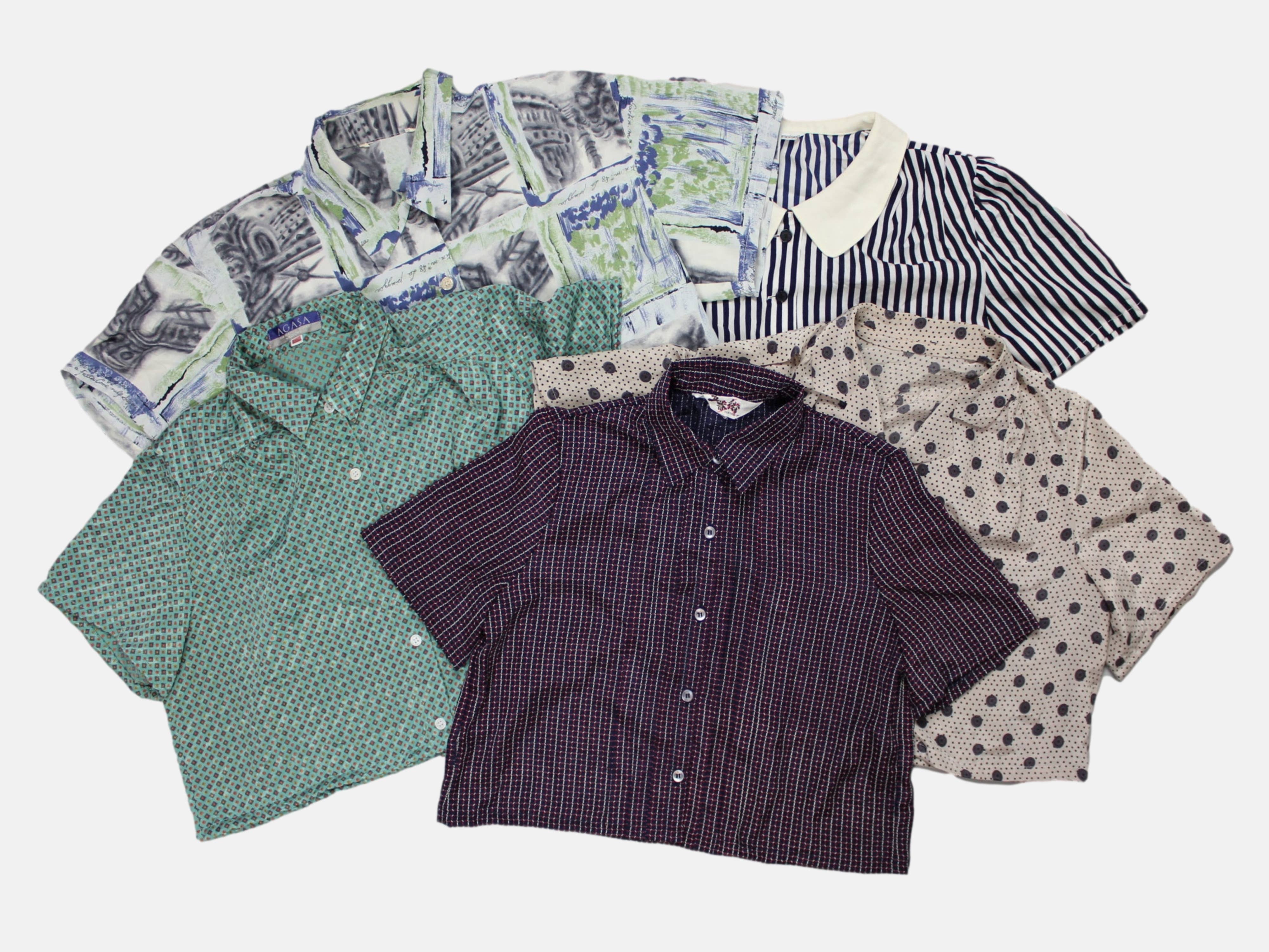 Sun's Out! - Wholesale Button Down Shirt - Women's - Reworked Vintage Short-Sleeve Button Up Blouse - Cropped6