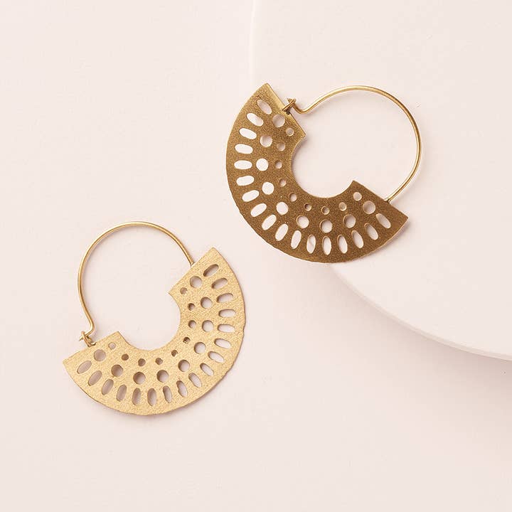 Matr Boomie Fair Trade – wholesale Hoop earrings – Abhaya Cutout Gold Hoop Earrings0