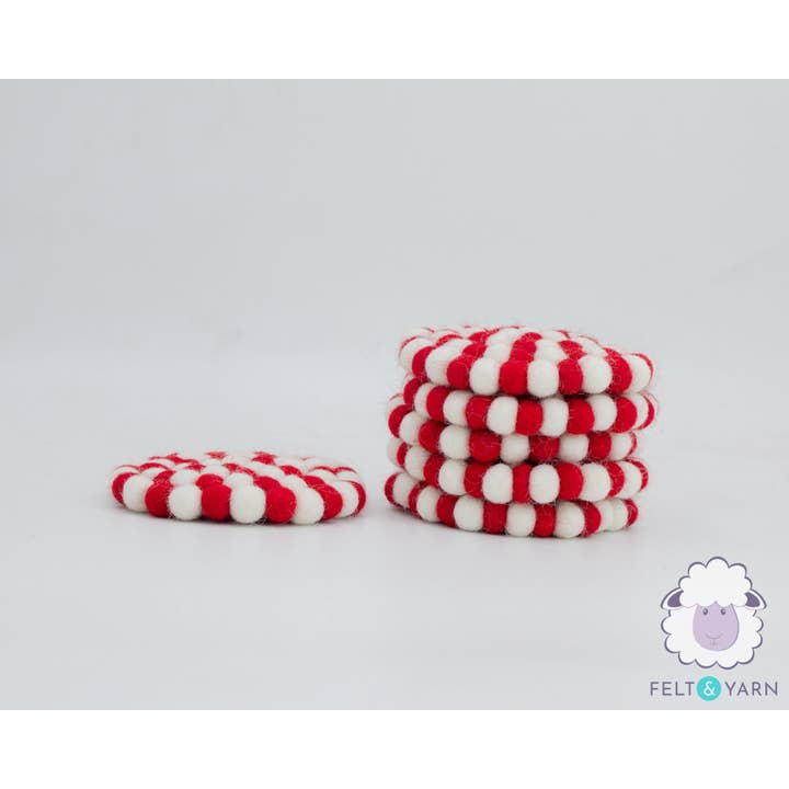 10cm Felt Ball Coaster Set | Table Tea Accessories for wholesale by Felt and Yarn