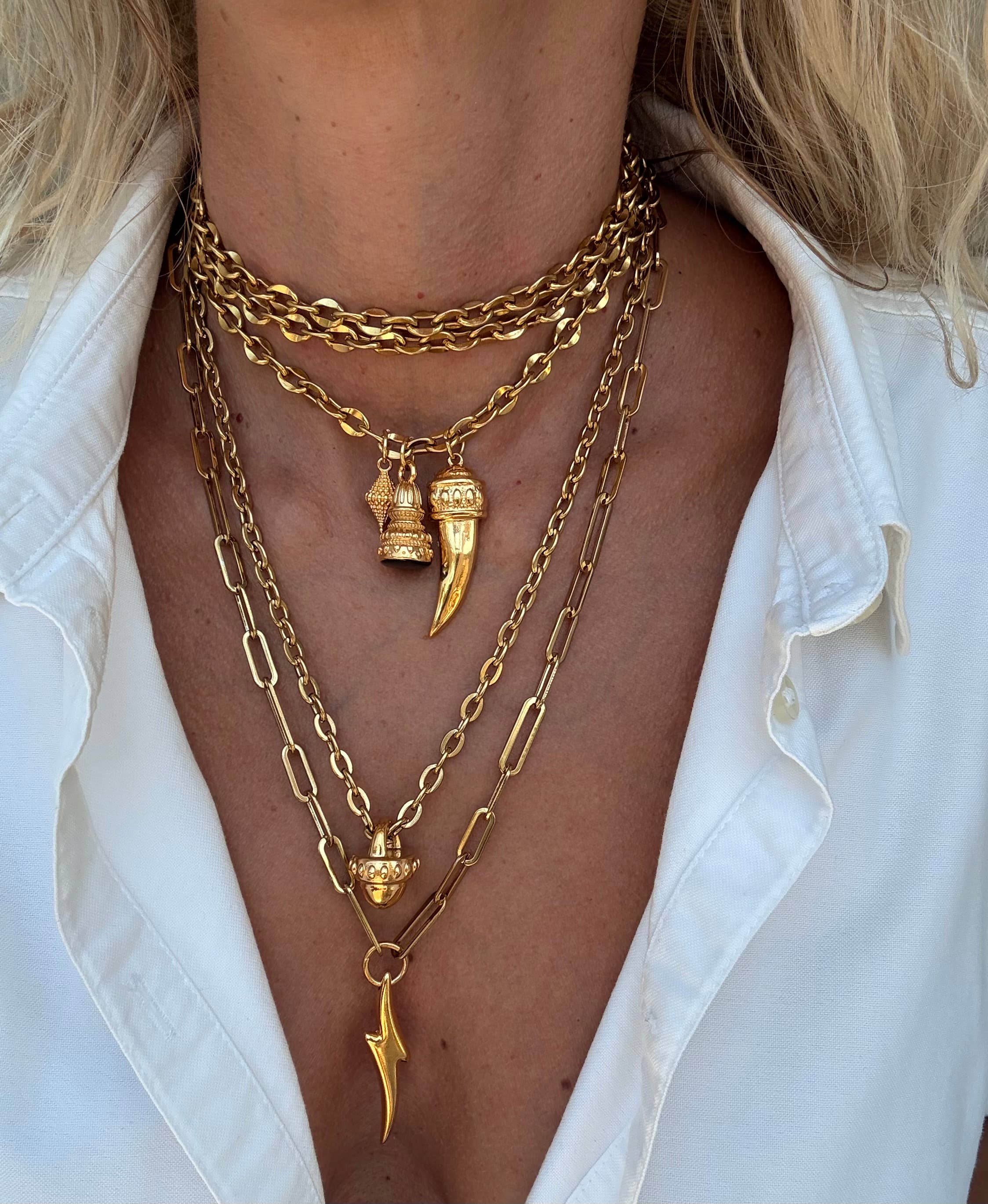 Goupi - Wholesale Pendant/Charm Necklace - Rock style Statement chunky chain Necklace Layer in gold3