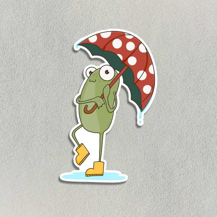 Salt Birch - Wholesale Sticker - Frog with Polka Dot Umbrella