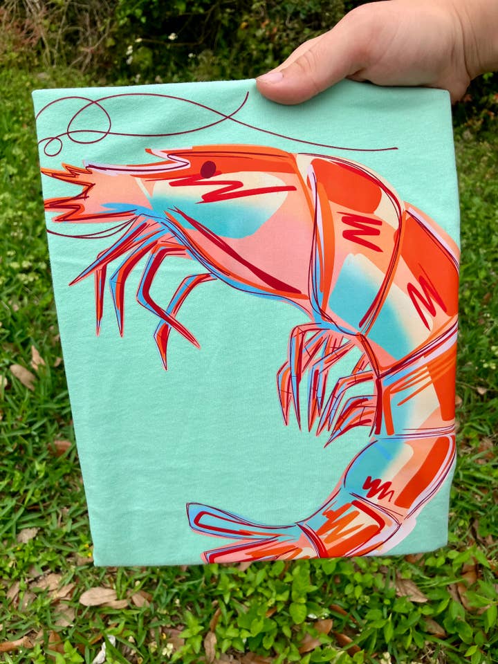 on the Bayou - Wholesale Screen Printed T-Shirt - Women's - shrimp coastal gulf t-shirt1