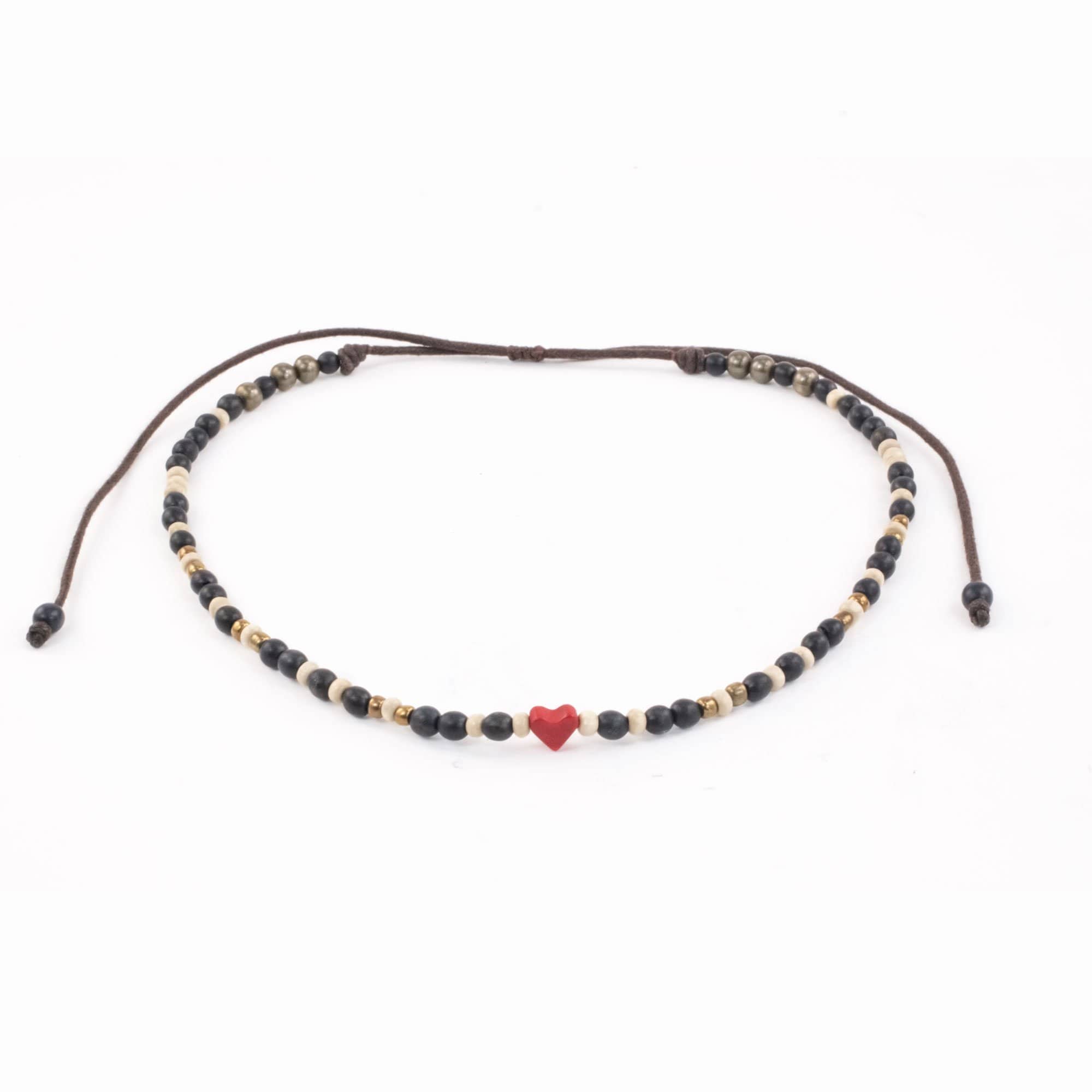 Love Is Project - Wholesale Beaded/Pearl Necklace - Tagua Heart Necklace - Red2