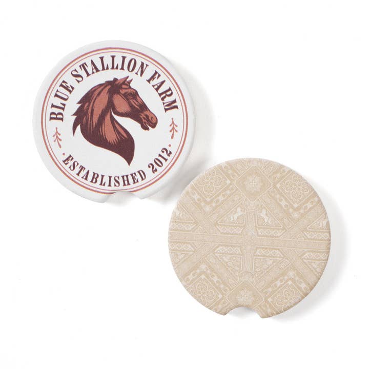 JUEGO DE 2 POSAVASOS PARA COCHE MOSAICO CAQUI para venta al por mayor de Blue Stallion Farm