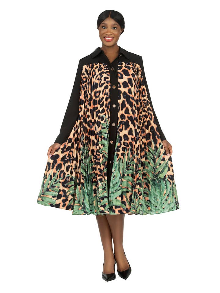 1pc Animal Print Button Down Shirt Dress for wholesale by Giovanna