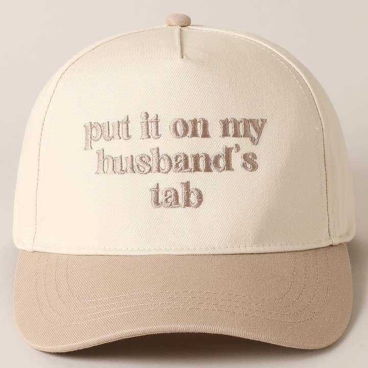 Fashion City - Wholesale Baseball Cap - Women's - put it on my husband's tab Embroidery Canvas Cap