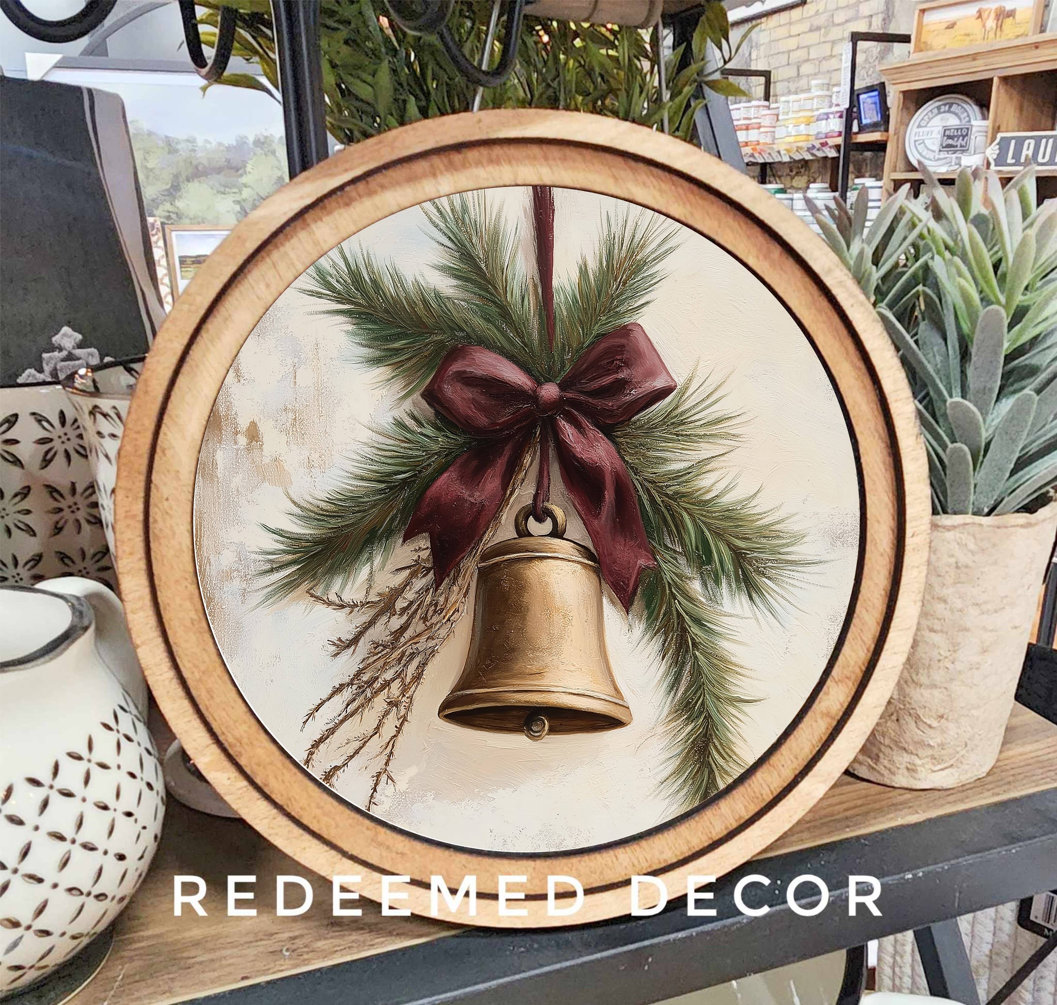Redeemed Decor - Vente Affiche d'art - Art de cloche de Noël rond de 8"