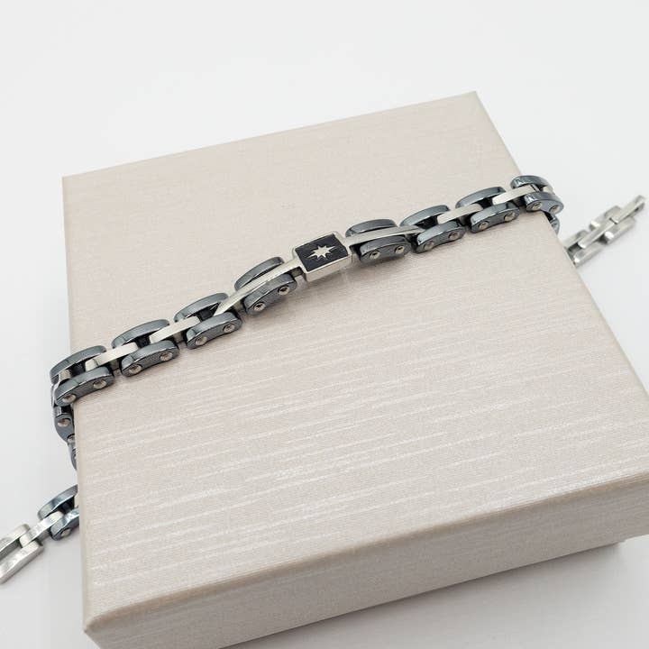 BRACCIALE uomo ACCIAIO catena bicicletta + placca stella for wholesale on Faire4