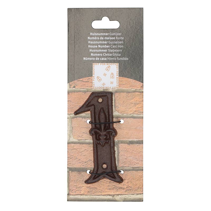 Esschert Design USA - Wholesale Outdoor Ornament/Decor - House Numbers 1, Cast Iron, Antique Brown2