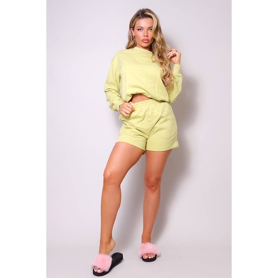 LIME LOUNGE NIGHTS IN SHORTS SET for wholesale on Faire2