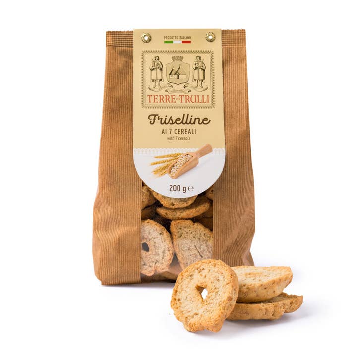 Terre dei Trulli – Crackers por atacado – Friselline Cozido com 7 Cereais 200g - Fabricado em Itália1