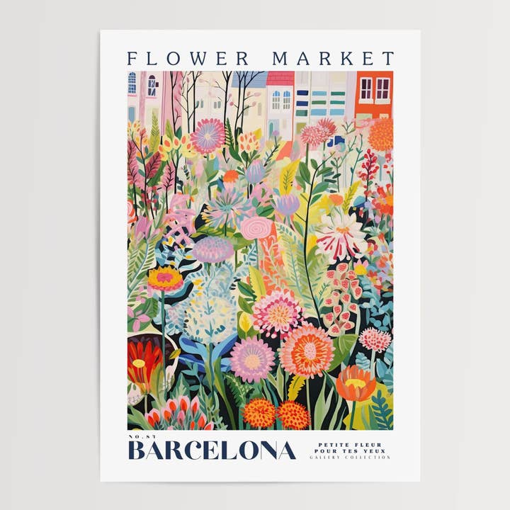 Poster del mercato dei fiori di Barcellona per la vendita all'ingrosso da parte di Enchanted Sights