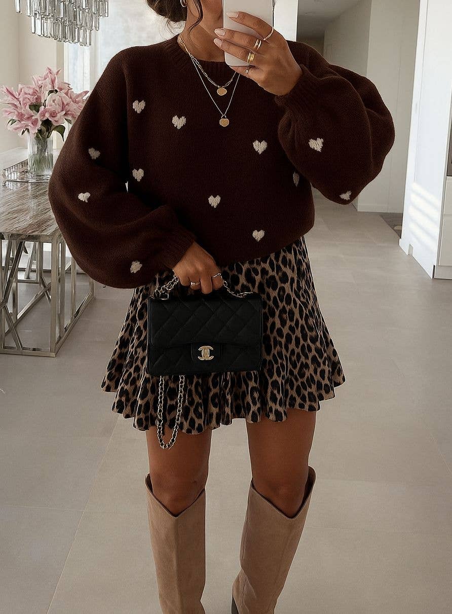 ESTEE BROWN - Wholesale Knit Sweater - Women's - Knitted sweater with heart pattern - 820253