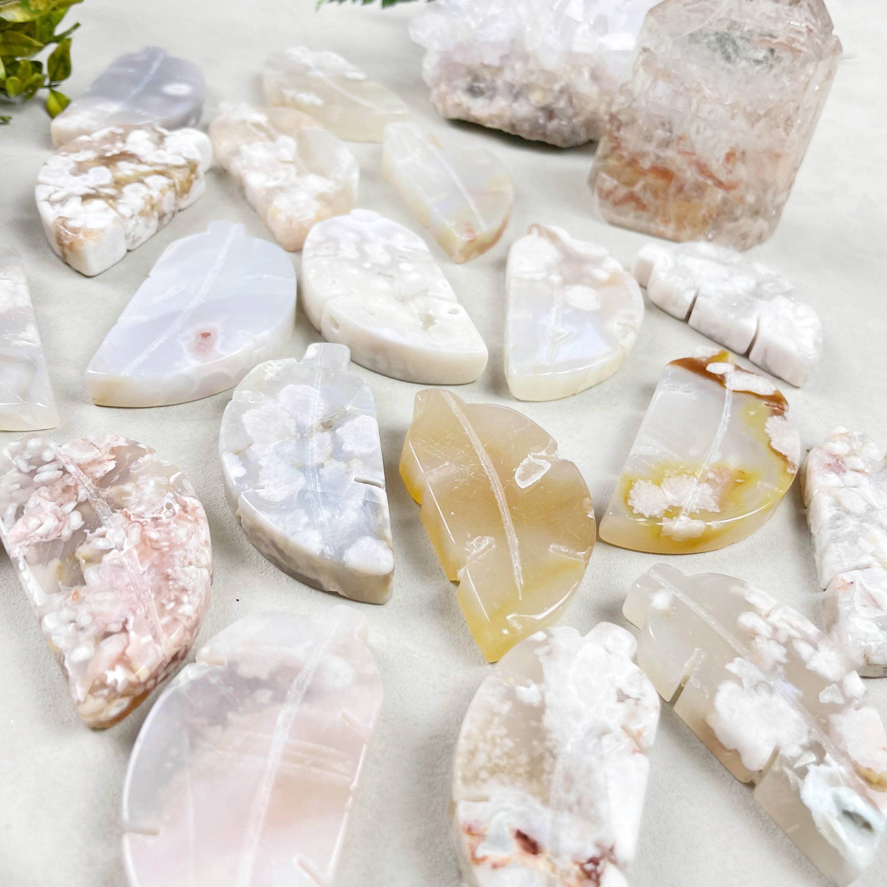 Ewelina Pas Jewelry - Wholesale Spiritual Stone/Crystal - Flower Agate Leaf Carving4