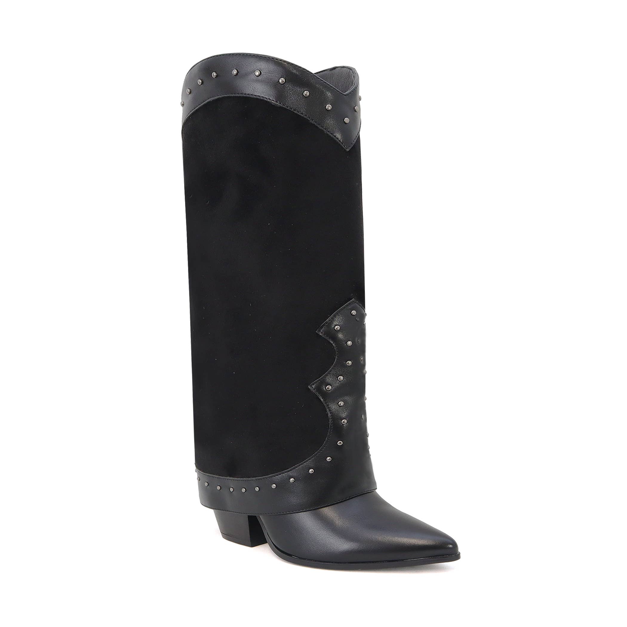 Yoki Fashion - Wholesale Cowboy Boots - Women's - YOKI SALE GAYLE-15 Women's Western Faux Suede Studded Boot0
