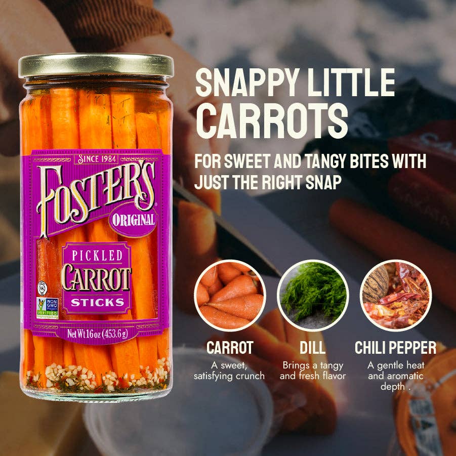 Foster's Pickled Products - Wholesale Pickled Vegetables - Foster's Pickled Carrots - 16oz (6 pack)1
