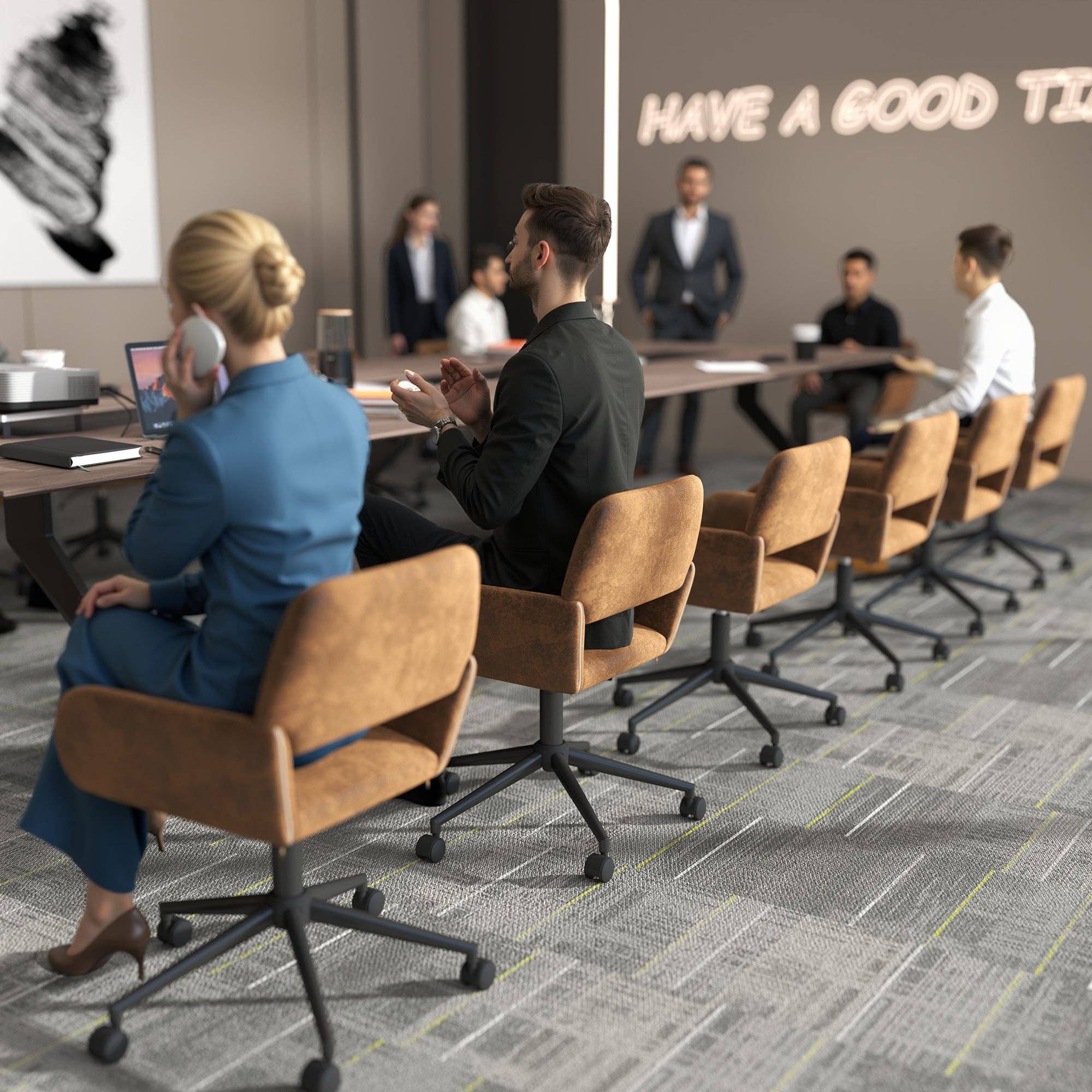 Urban Meuble - Wholesale Chair - Vintage office chair in suede fabric, swivel, height adjustable with 5 casters ROSS KD SUEDE BROWN BLACK7