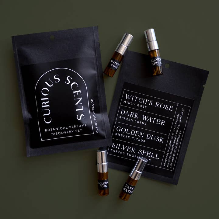 Set di Scoperta Profumi Naturali Curious Scents Deluxe 3ml per la vendita all'ingrosso da parte di Curious Prints