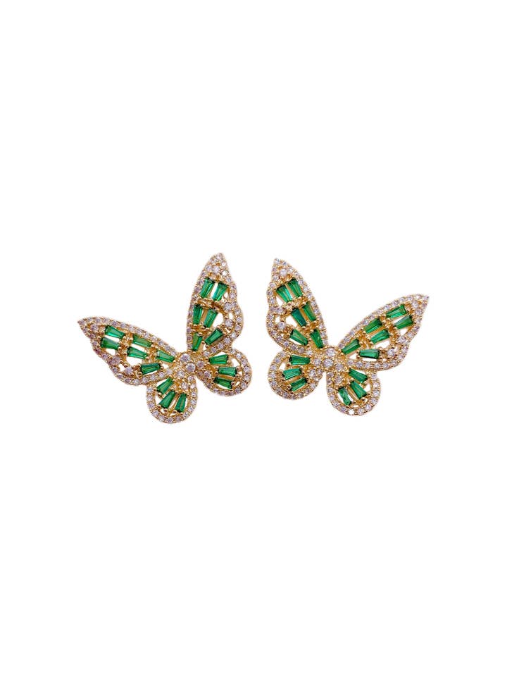 Bridget Butterfly Studs • Emerald for wholesale by MBM Designs