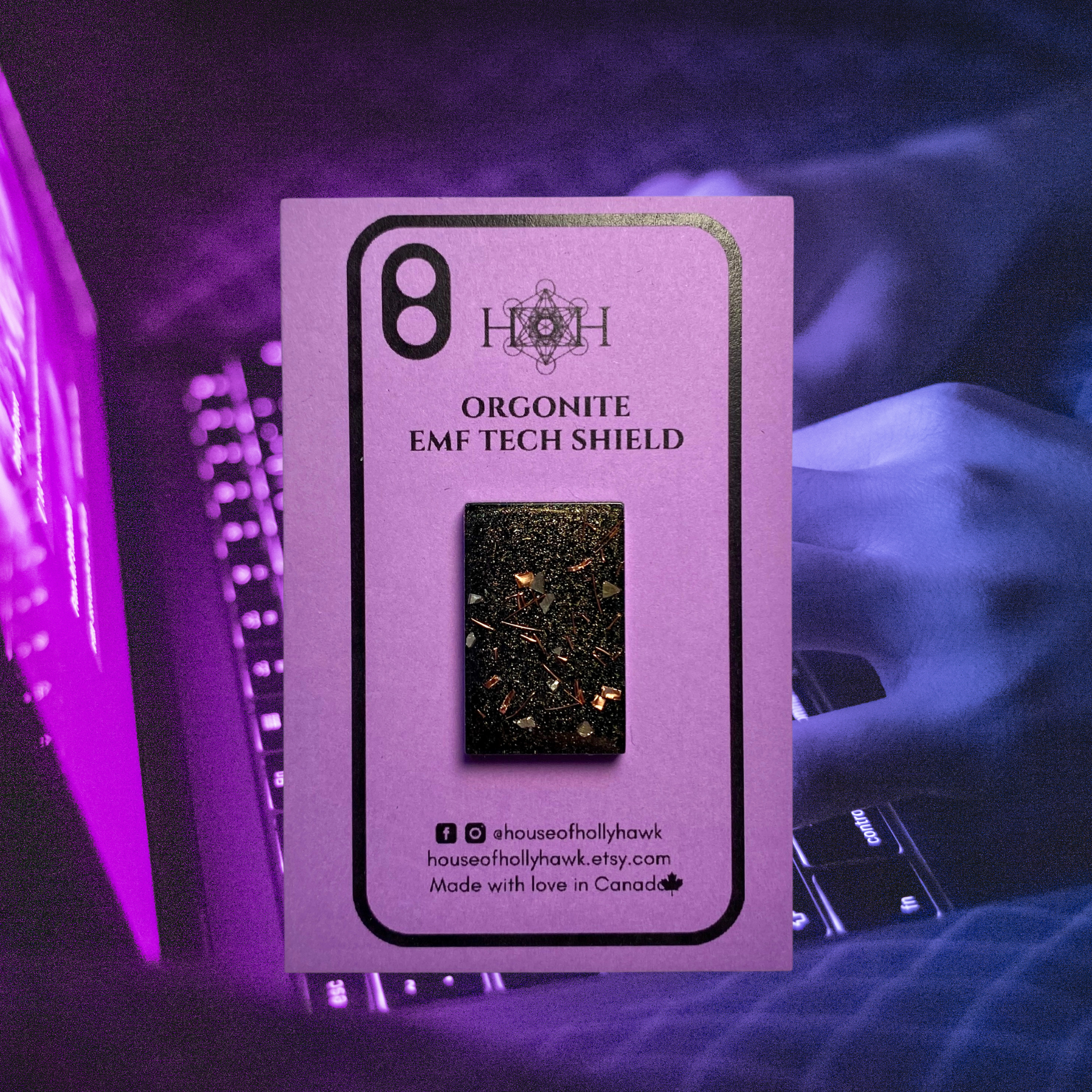 House of Hollyhawk - Wholesale Phone & Laptop Stickers - Orgonite EMF Shield - EMF Protection for Phones and Devices3