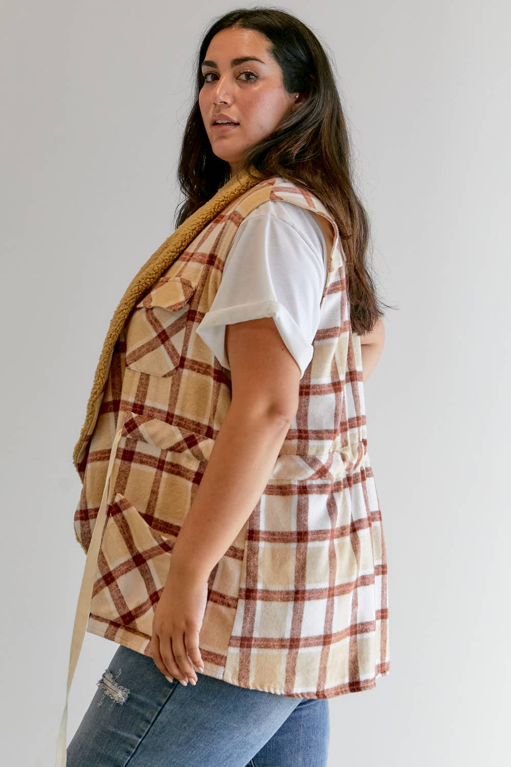 Davi & Dani - Vente Veste – femme - VESTE À MANCHES LONGUES À CARREAUX PLUS17