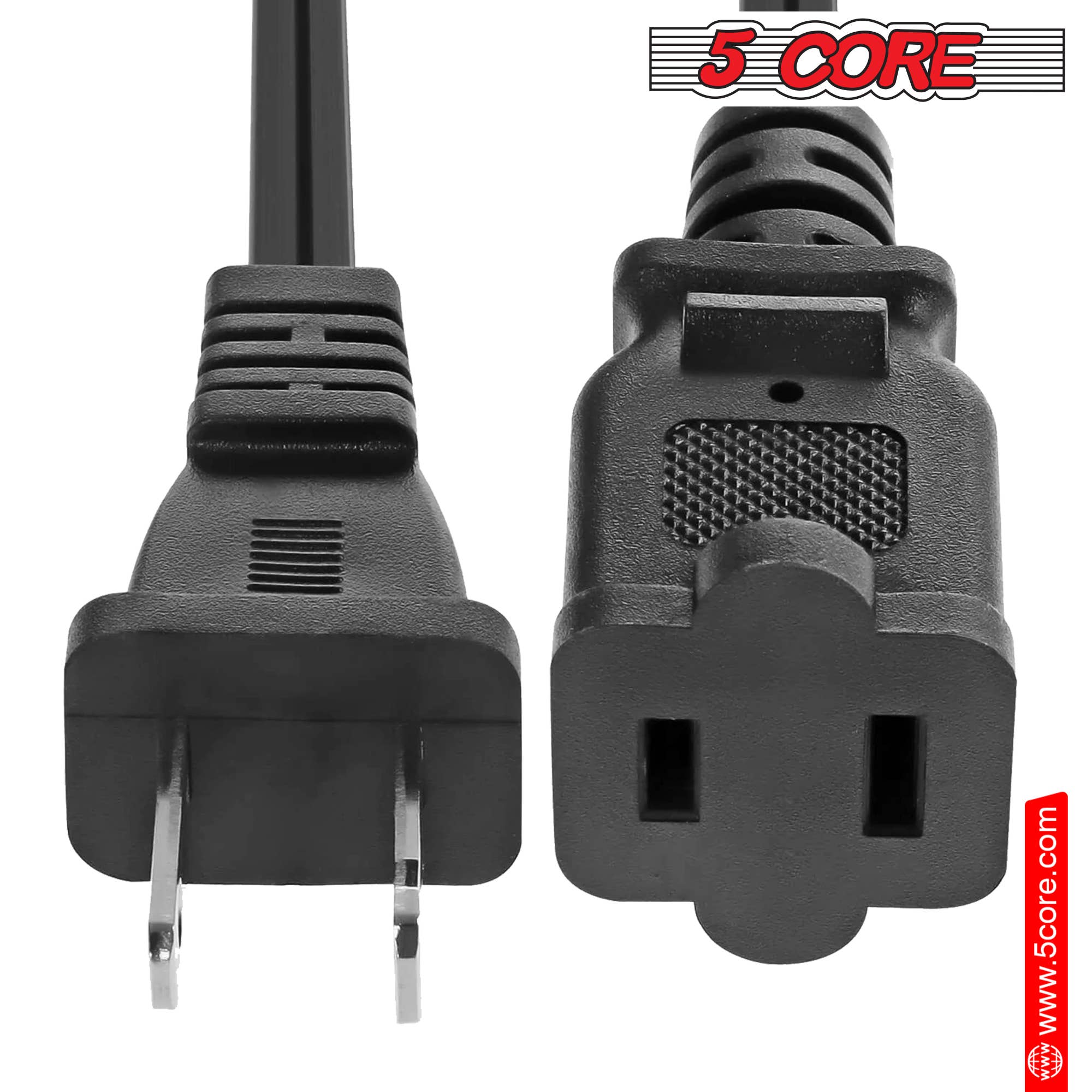 K Cube Inc - Wholesale Speakers - 5Core AC Power Cord 10Ft Male Female 2 Prong Extension Cords10