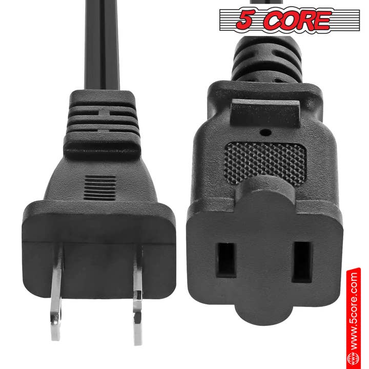 K Cube Inc - Wholesale Speakers - 5Core AC Power Cord 10Ft Male Female 2 Prong Extension Cords10