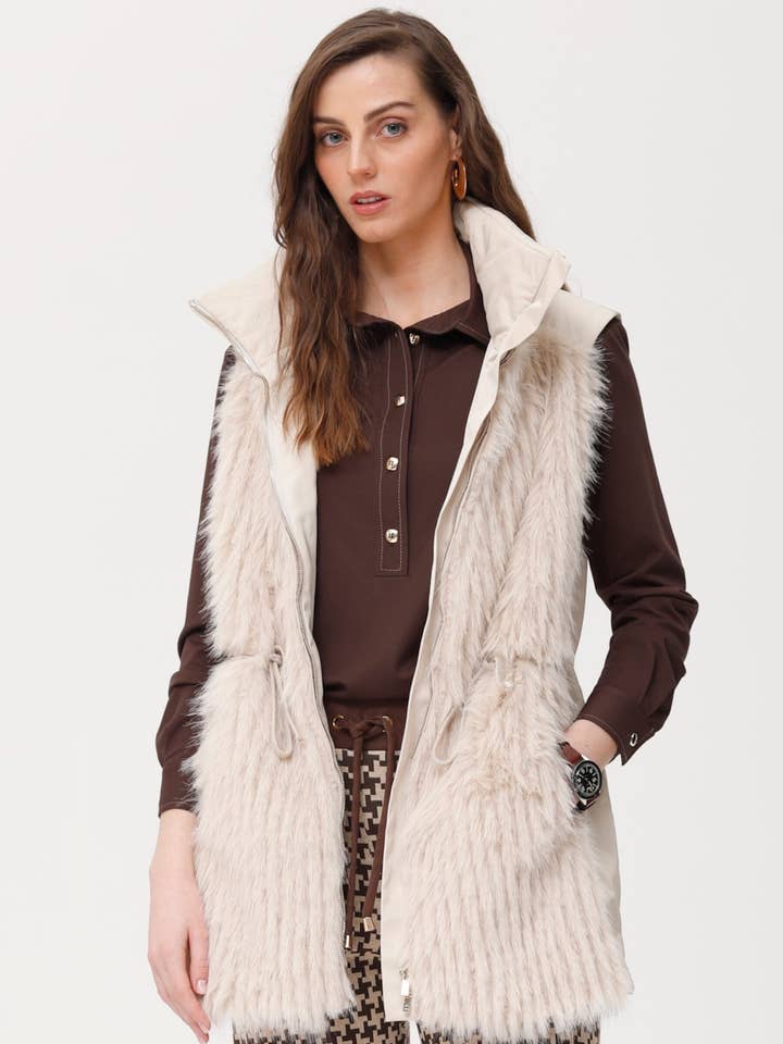 Colete casaco Glass efeito pelo por atacado de OKY