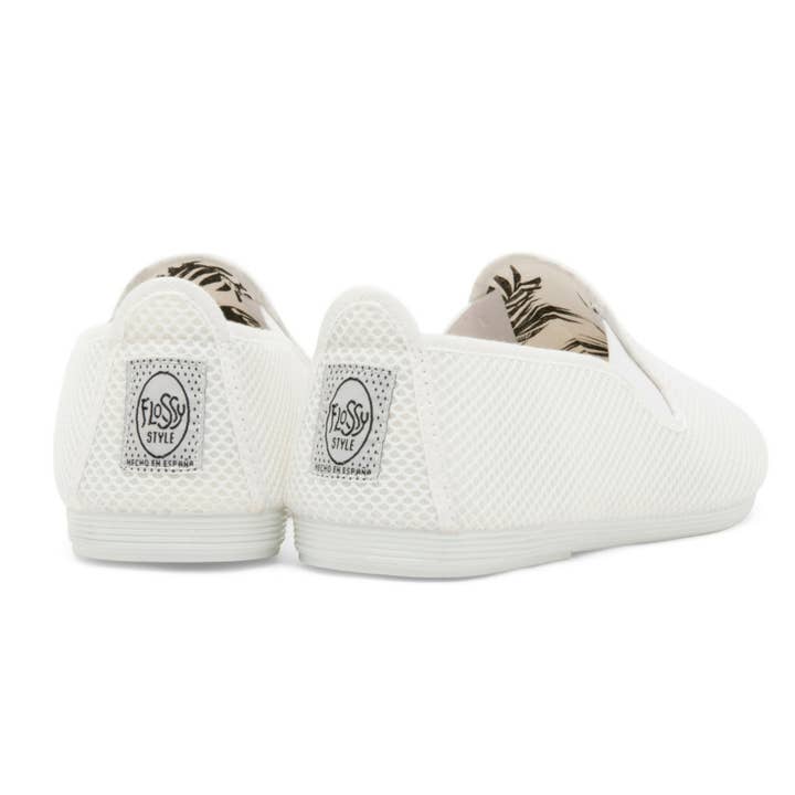 Flossy Shoes - Wholesale Slip On Sneakers - Men's - Mens White Buque Mesh Slip on Plimsoll1