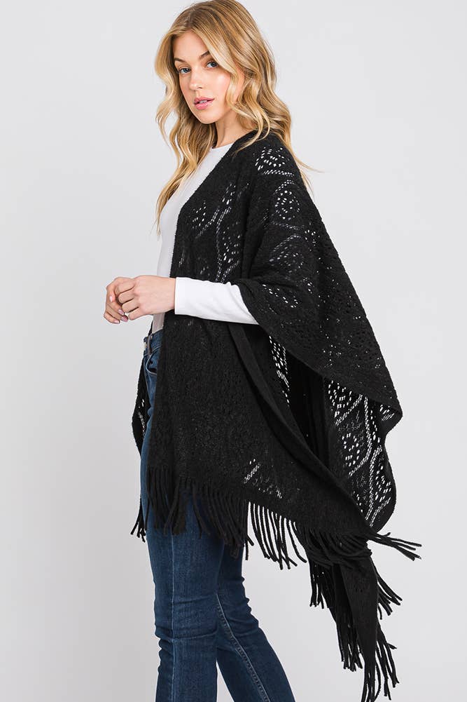Hana - Wholesale Cardigan - Dames - Paisley Pattern Fringe Ruana28