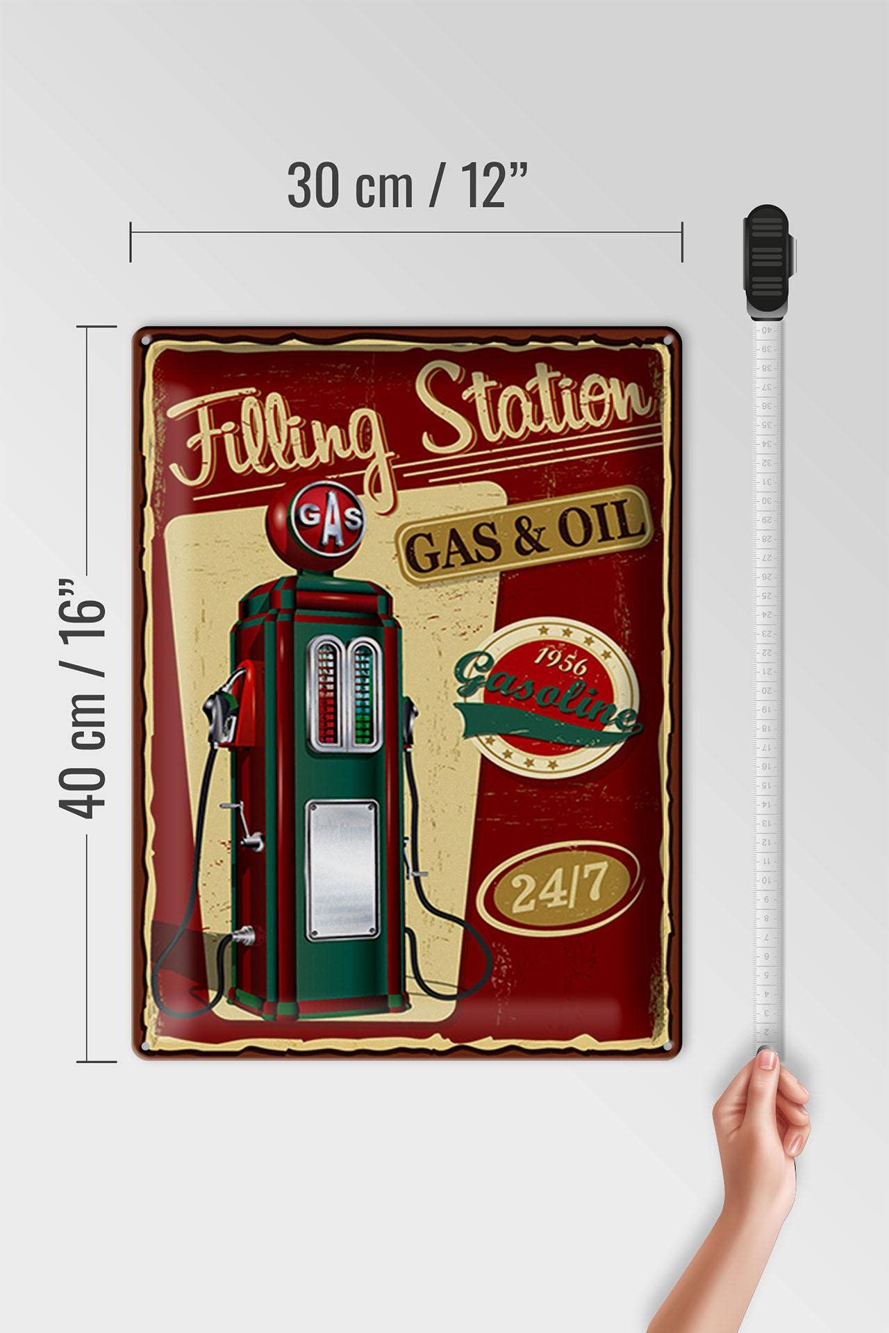 Femer – wholesale Skylt – Retro 30x40cm Bensinstation Bensin 24/7 Dekorativ skylt Plåtskylt4