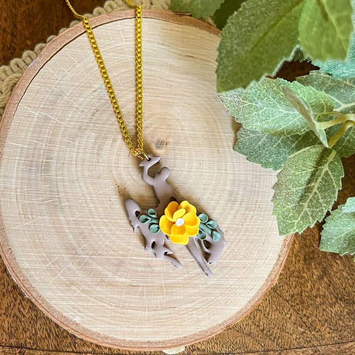 UWYO steamboat necklace (brown) OFFICIALLY LICENSED | 18 " chain for wholesale by Retrochrome Creations